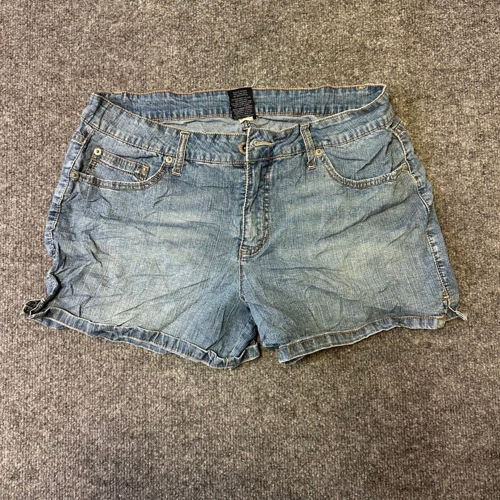 Faded Glory Denim Shorts Womens Size 14 Blue Casual Mid Rise Stretch Jean Shorts